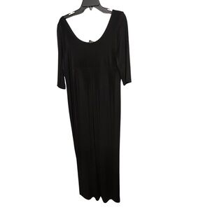 M.D.L size Large black scoop front & back maxi dress with 3/4 sleeves